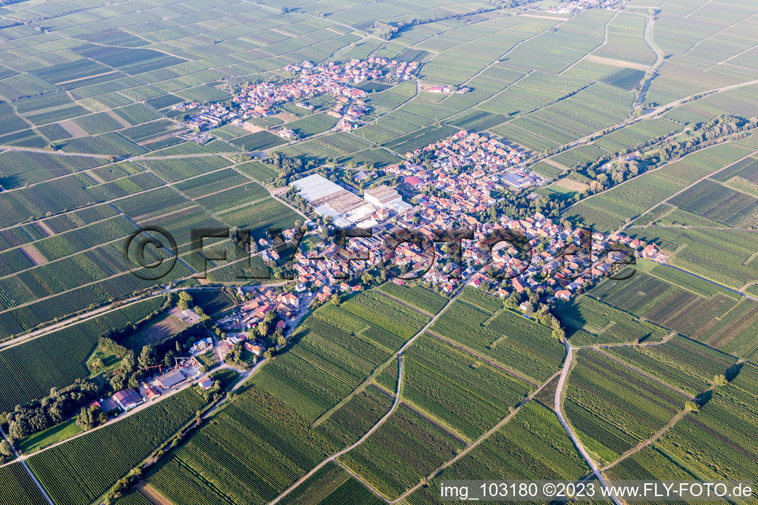 Böchingen in the state Rhineland-Palatinate, Germany from above