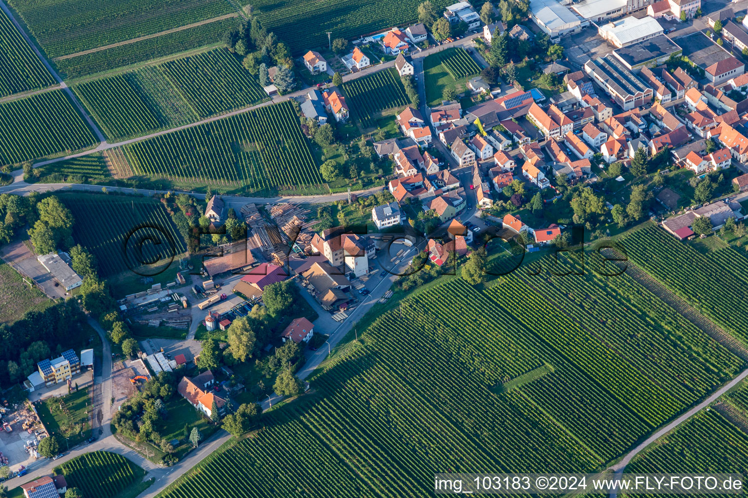 Böchingen in the state Rhineland-Palatinate, Germany from the plane