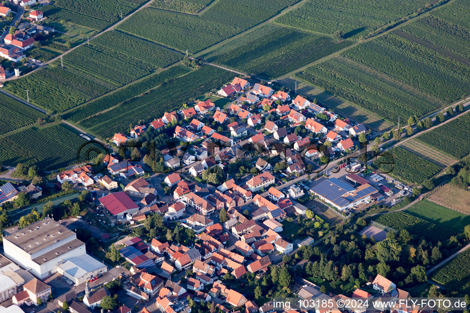 Böchingen in the state Rhineland-Palatinate, Germany viewn from the air