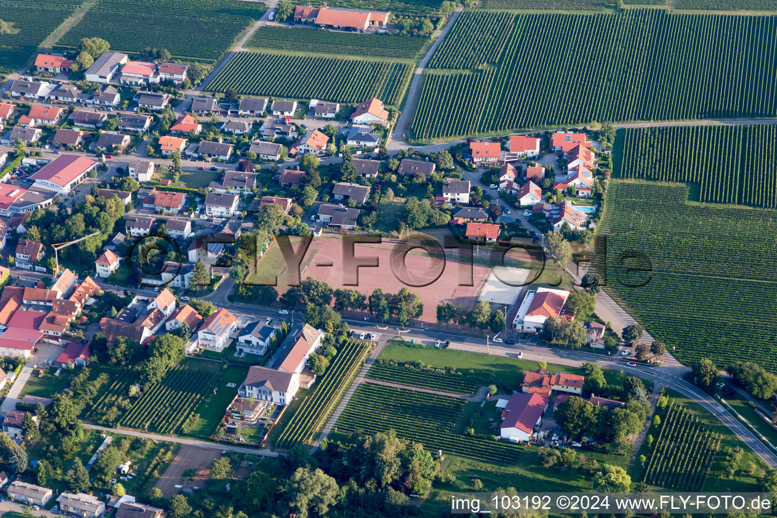 Drone image of District Nußdorf in Landau in der Pfalz in the state Rhineland-Palatinate, Germany