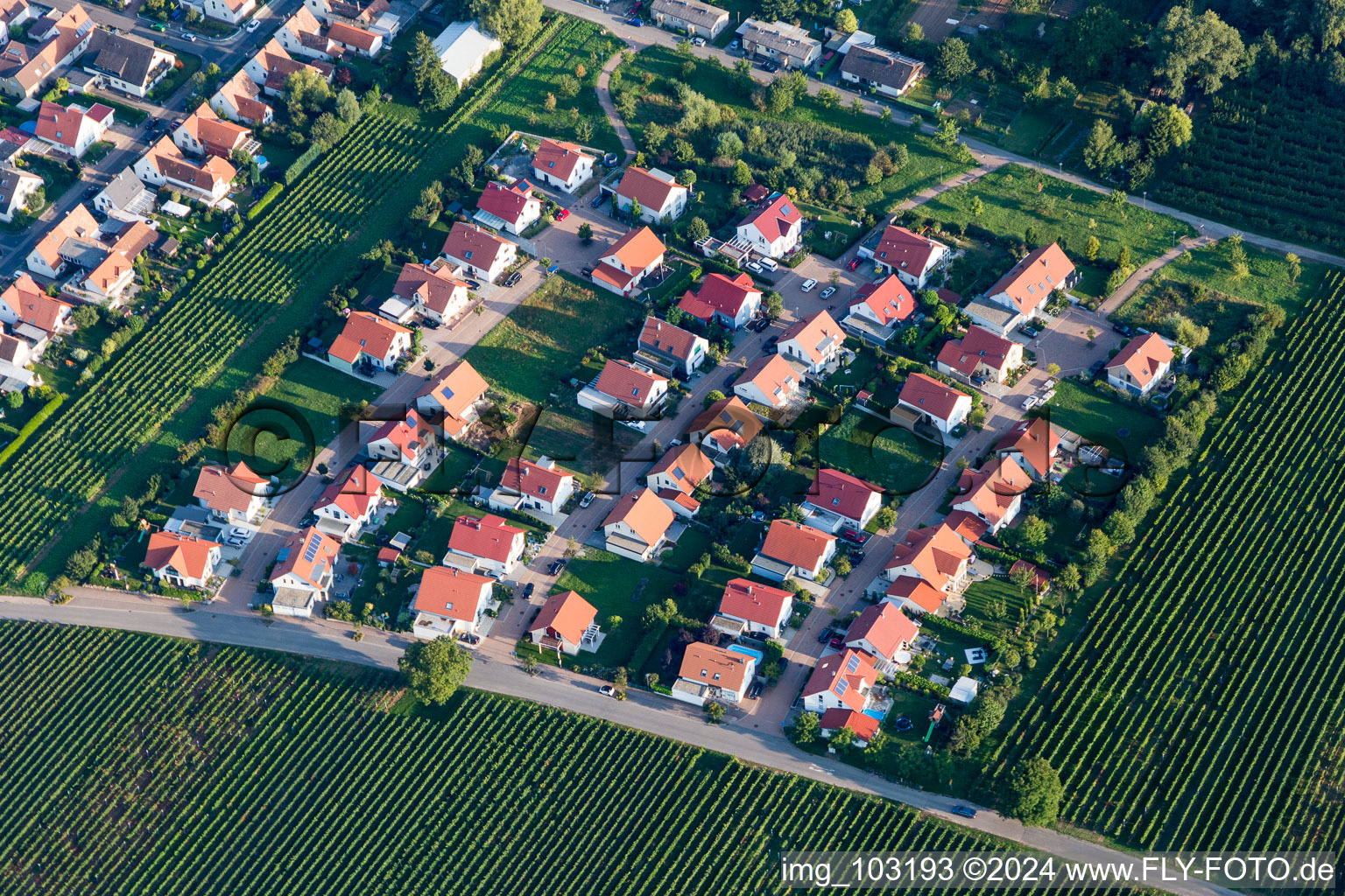 Settlement area in the district Nussdorf in Landau in der Pfalz in the state Rhineland-Palatinate, Germany