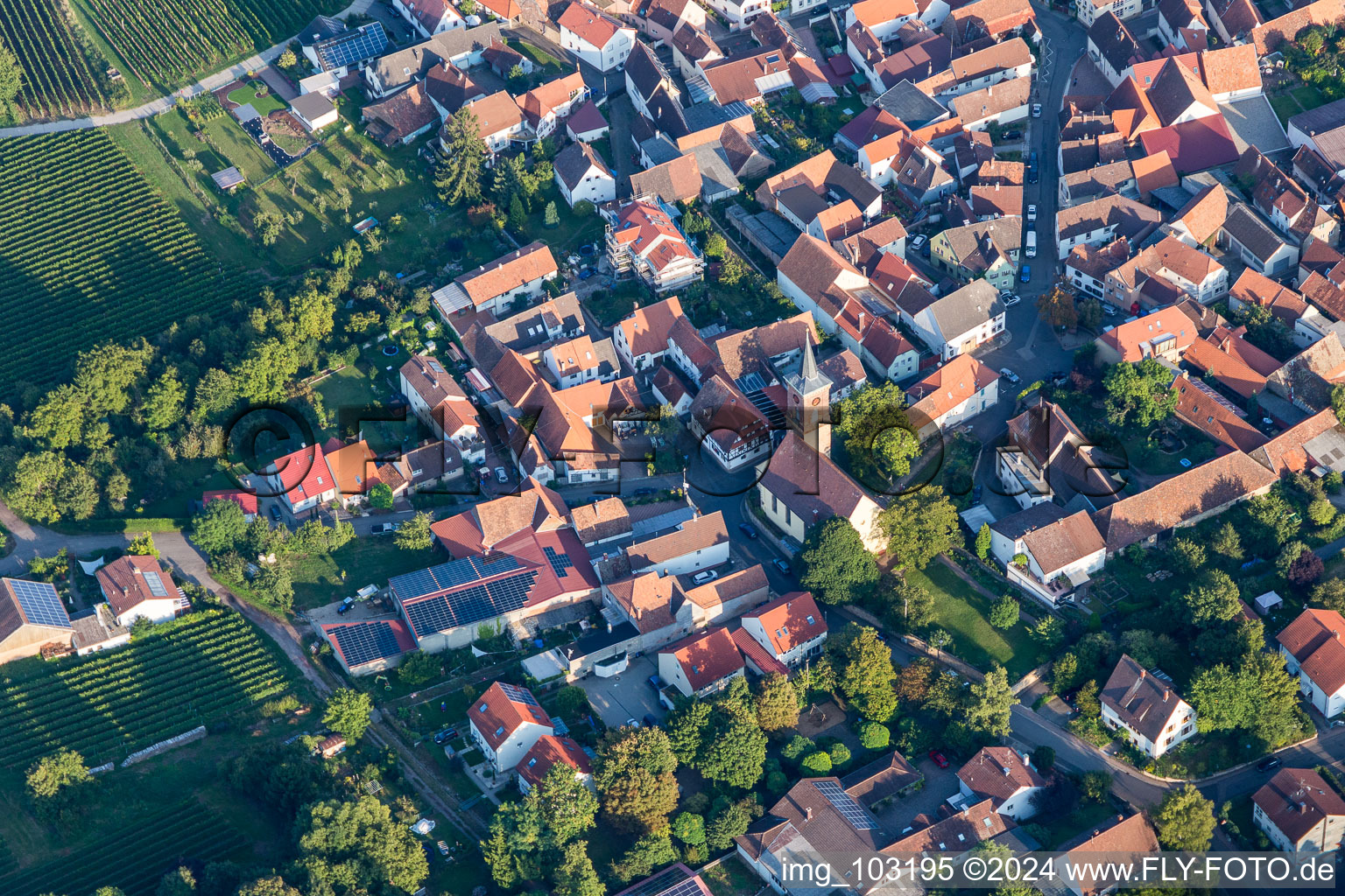 Church building in the village of in the district Nussdorf in Landau in der Pfalz in the state Rhineland-Palatinate, Germany