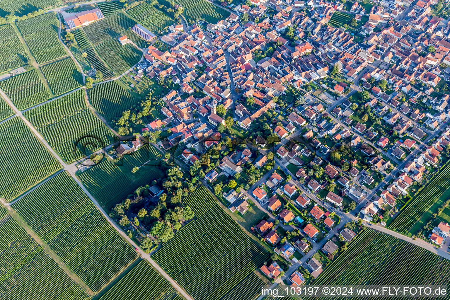 District Nußdorf in Landau in der Pfalz in the state Rhineland-Palatinate, Germany seen from a drone