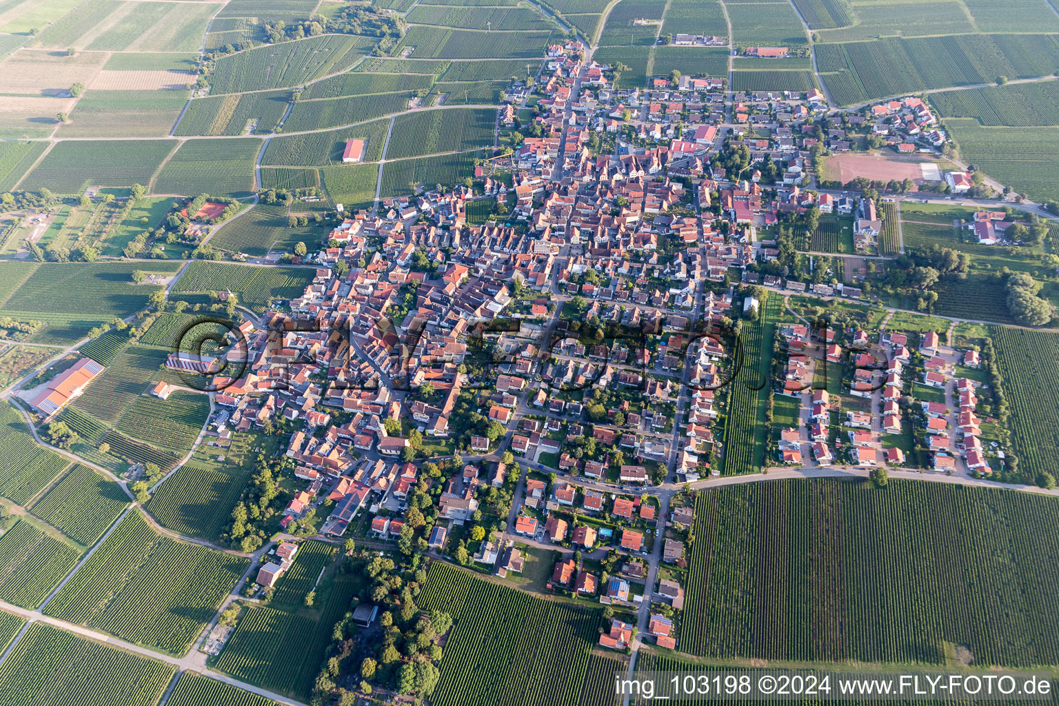 Aerial view of District Nußdorf in Landau in der Pfalz in the state Rhineland-Palatinate, Germany