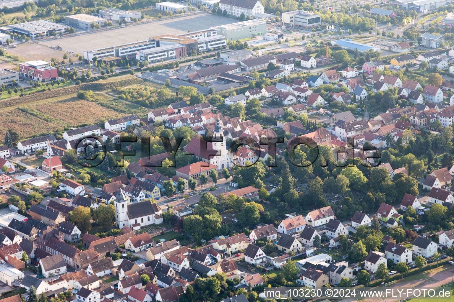 Bird's eye view of District Queichheim in Landau in der Pfalz in the state Rhineland-Palatinate, Germany