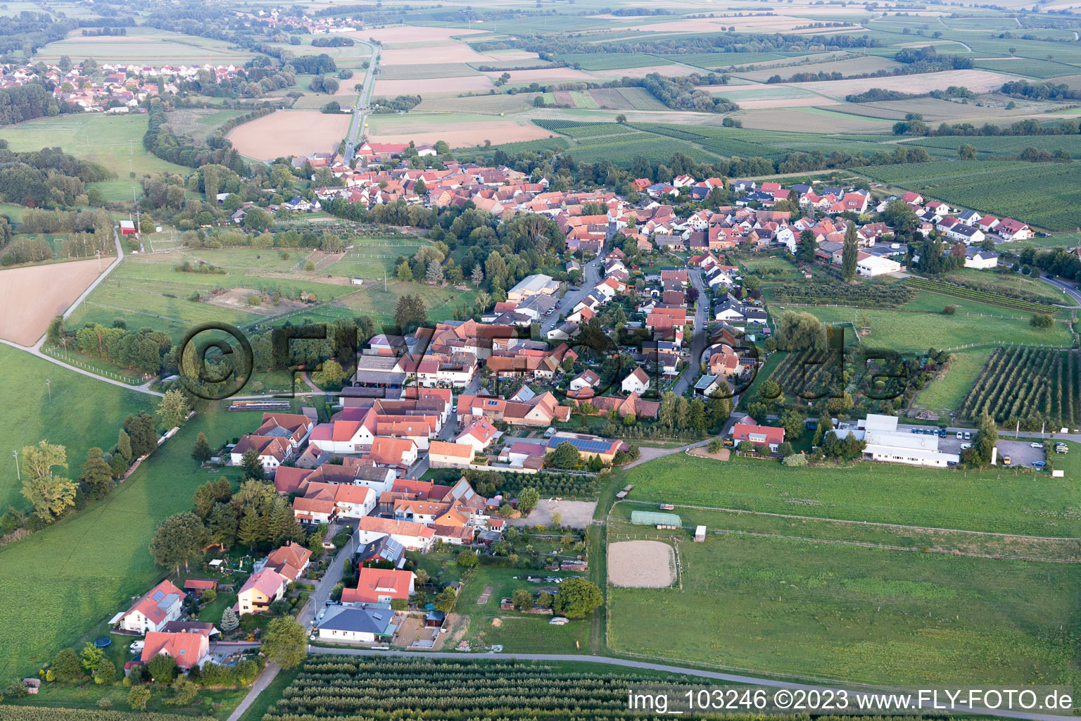 Oberhausen in the state Rhineland-Palatinate, Germany from above