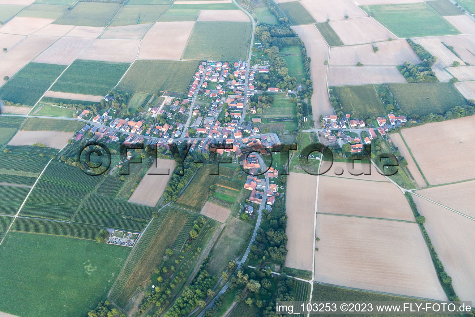 Bird's eye view of District Kleinsteinfeld in Niederotterbach in the state Rhineland-Palatinate, Germany