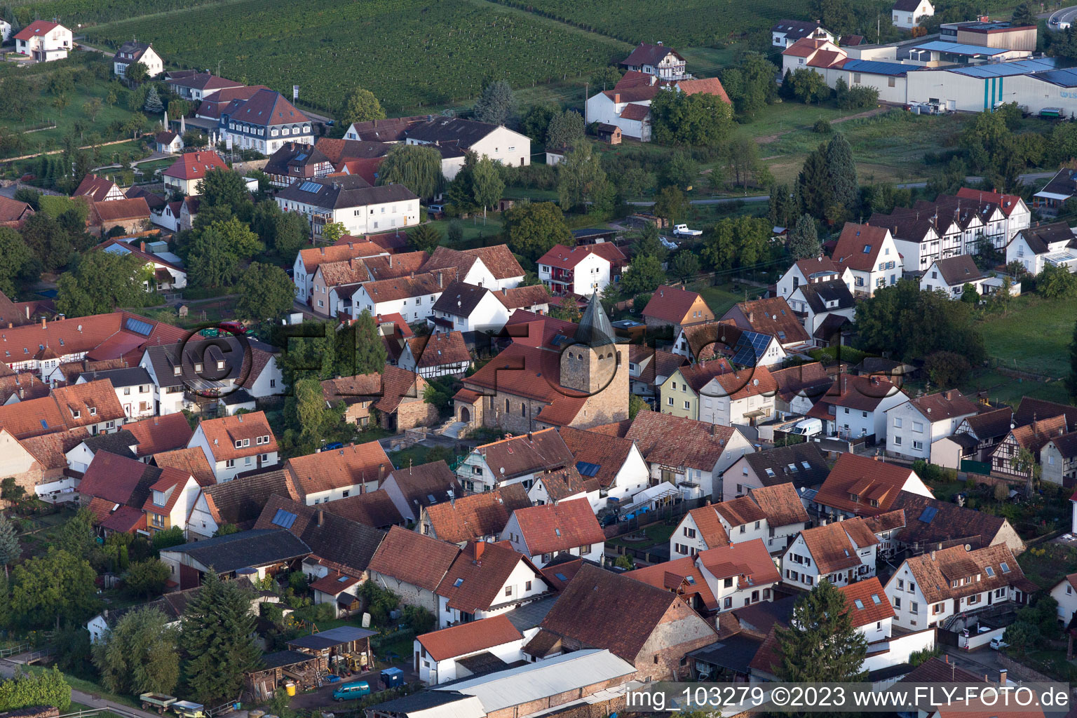 Aerial photograpy of Oberotterbach in the state Rhineland-Palatinate, Germany