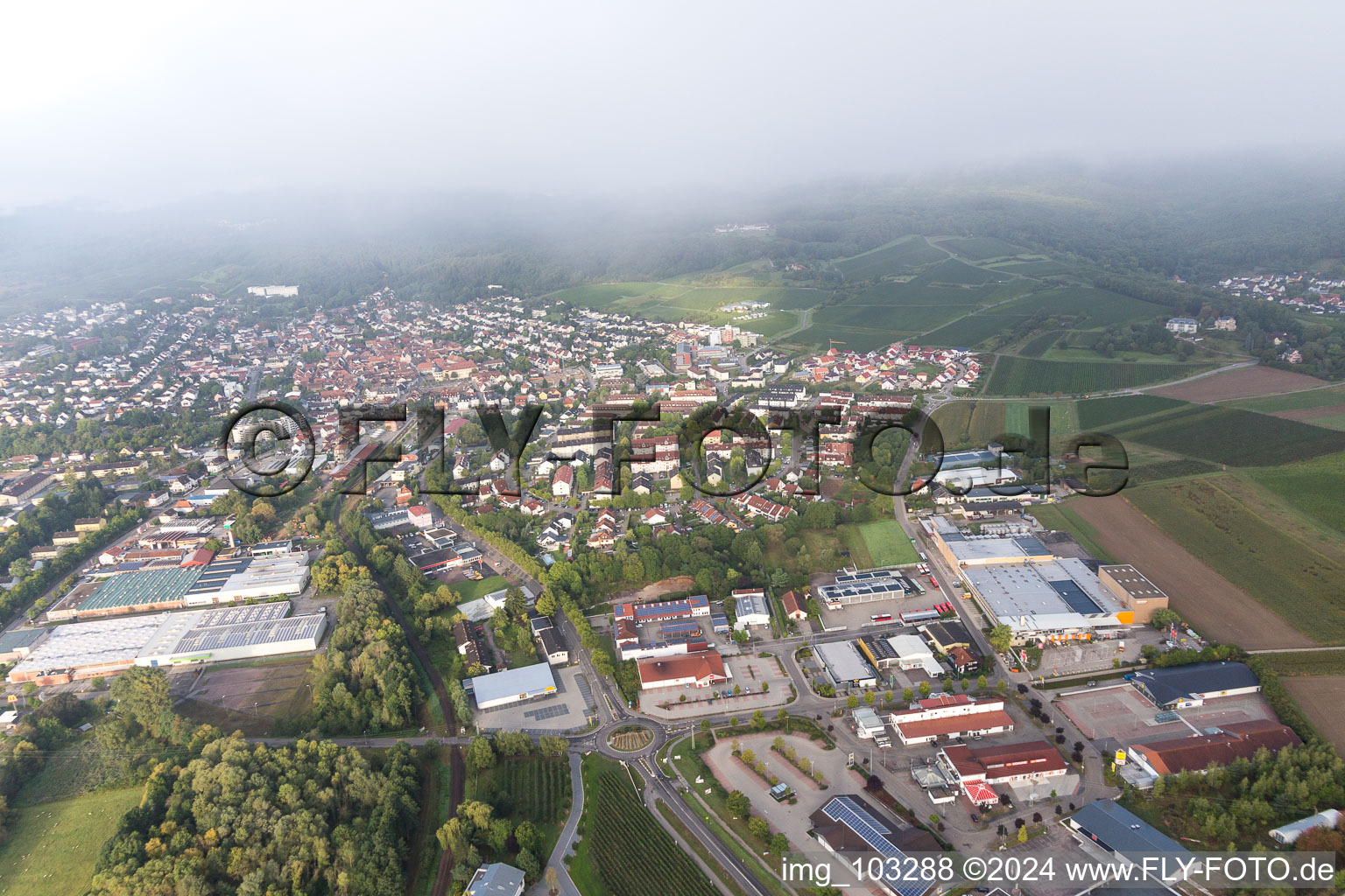 Aerial photograpy of Bad Bergzabern in the state Rhineland-Palatinate, Germany