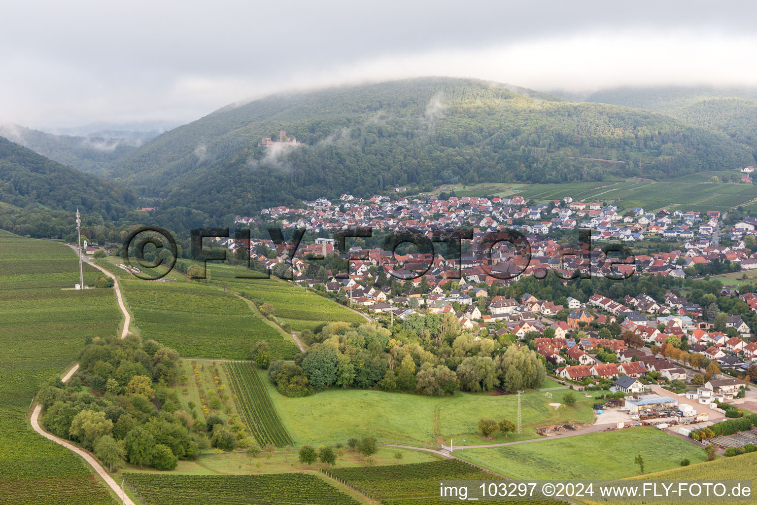 Aerial photograpy of Klingenmünster in the state Rhineland-Palatinate, Germany