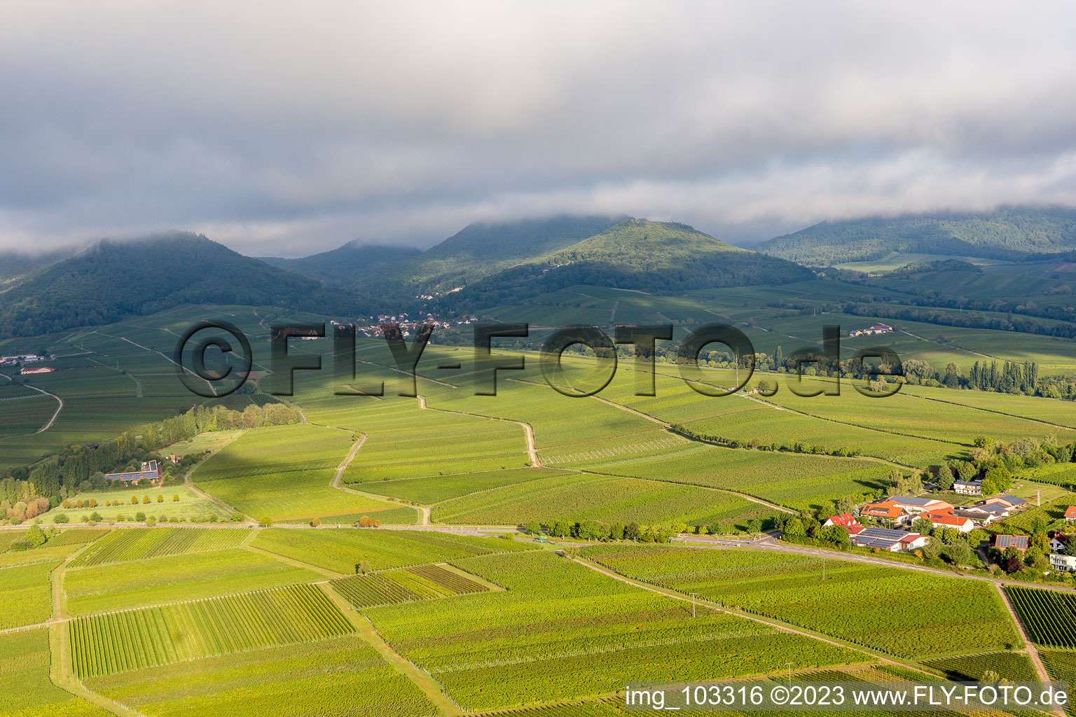 Ilbesheim bei Landau in der Pfalz in the state Rhineland-Palatinate, Germany seen from a drone