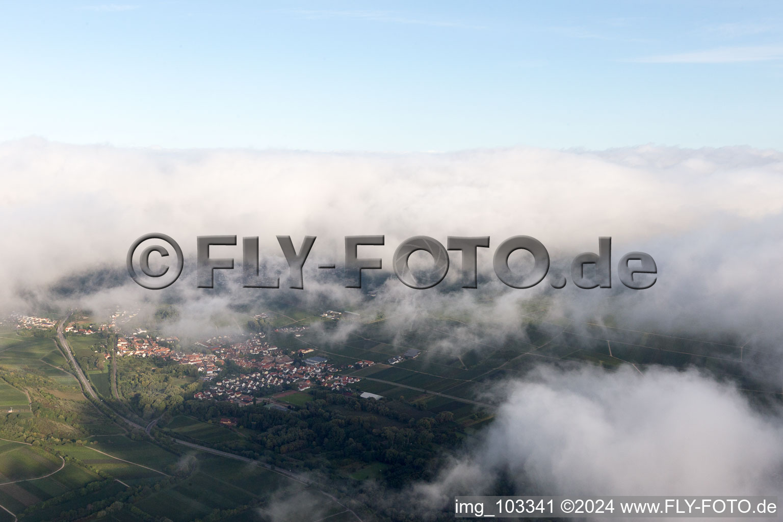 Drone recording of Ilbesheim bei Landau in der Pfalz in the state Rhineland-Palatinate, Germany