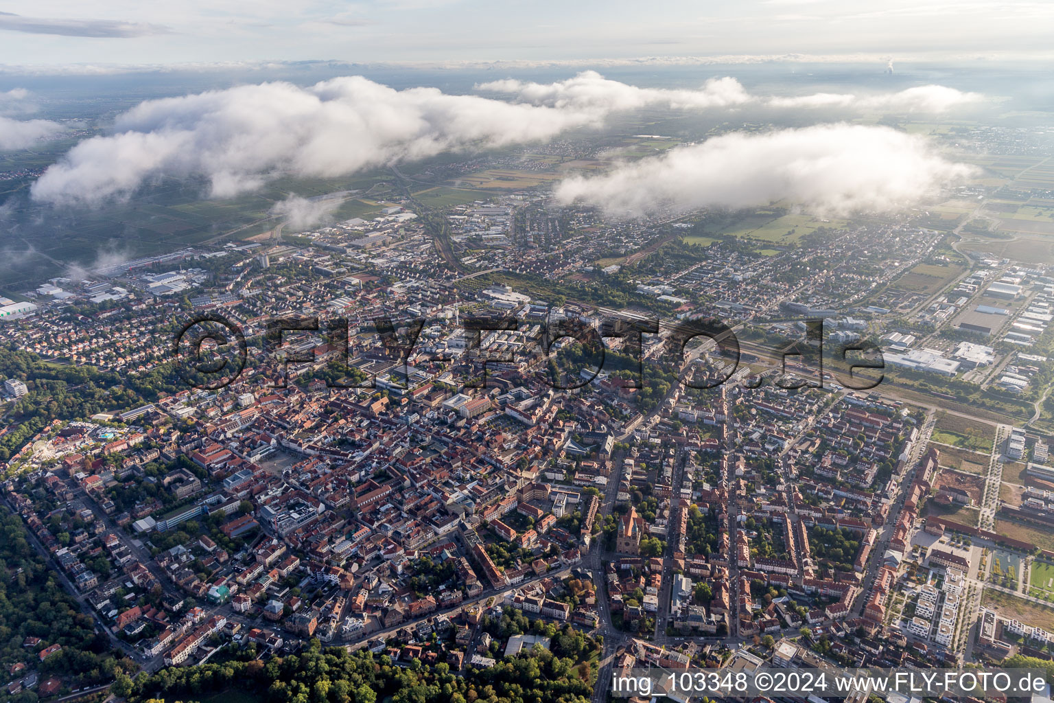 Landau in der Pfalz in the state Rhineland-Palatinate, Germany seen from above