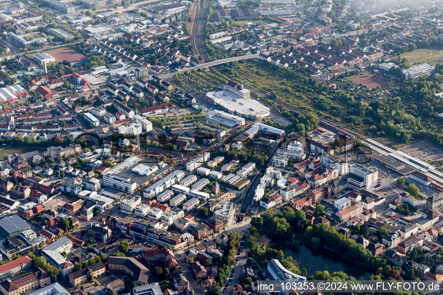 Drone recording of Landau in der Pfalz in the state Rhineland-Palatinate, Germany