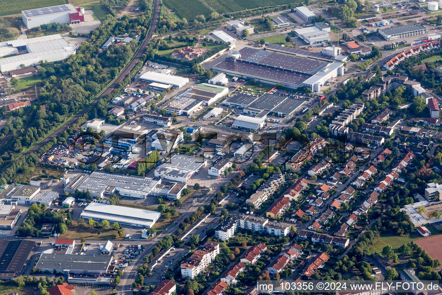 Aerial view of Landau-Nord in Landau in der Pfalz in the state Rhineland-Palatinate, Germany