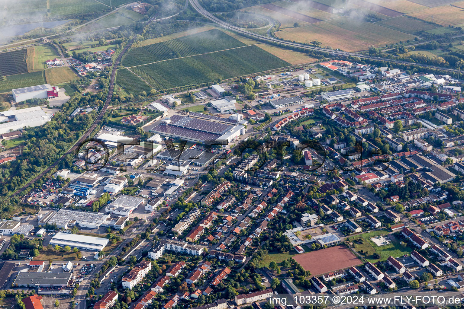 Aerial photograpy of Landau-Nord in Landau in der Pfalz in the state Rhineland-Palatinate, Germany