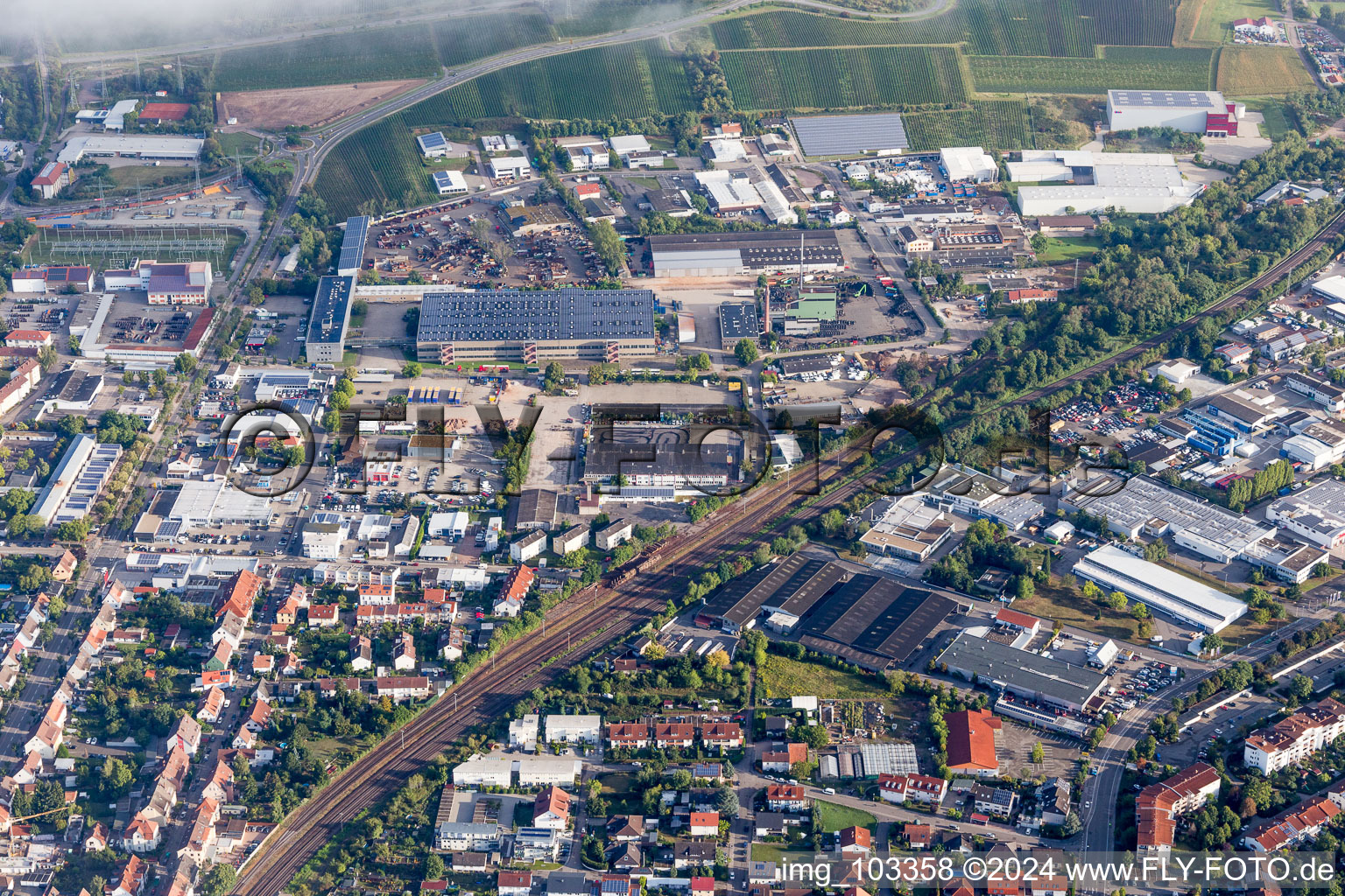 Oblique view of Landau North in Landau in der Pfalz in the state Rhineland-Palatinate, Germany