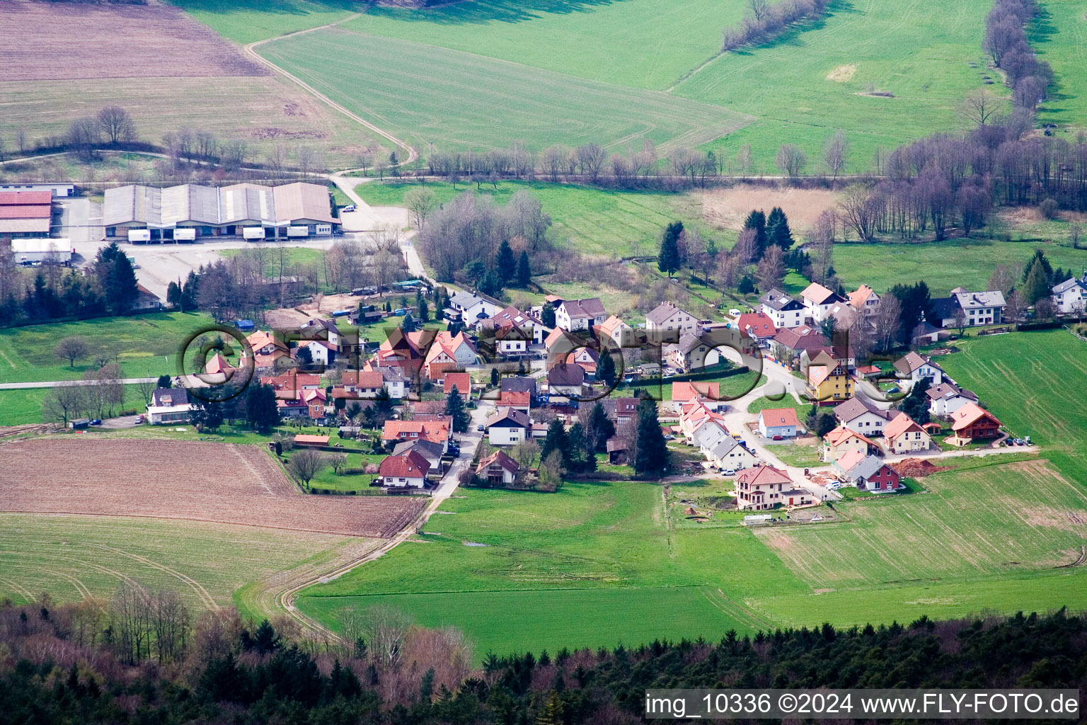 Aerial view of District Wahlen in Grasellenbach in the state Hesse, Germany