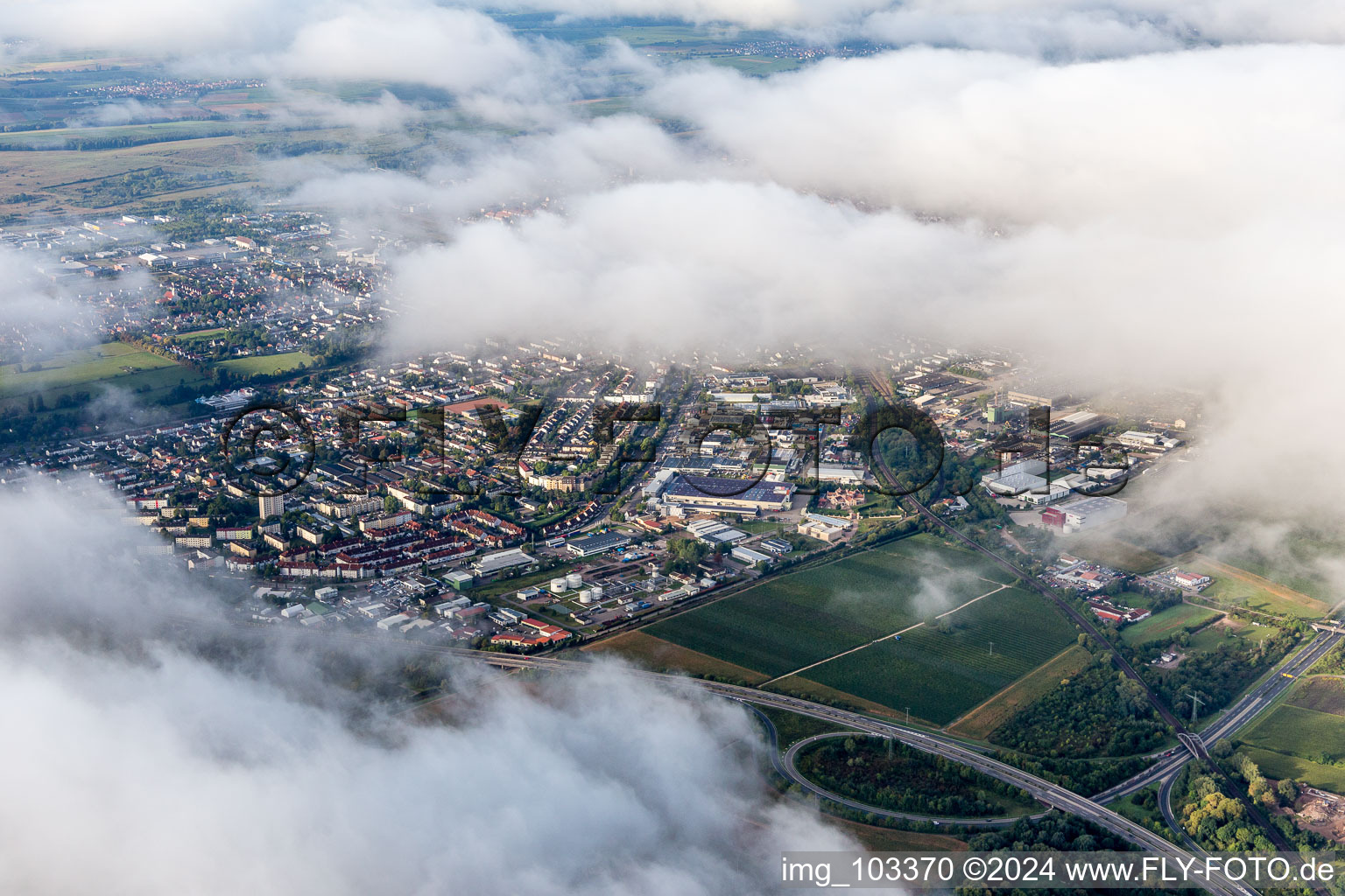 Landau-Nord in Landau in der Pfalz in the state Rhineland-Palatinate, Germany from above