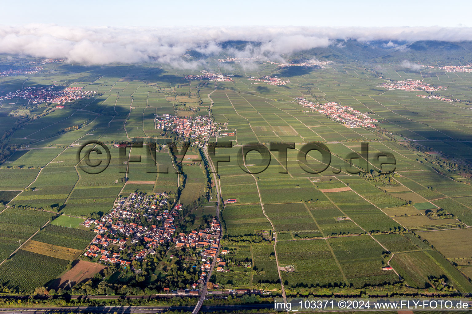 Knöringen in the state Rhineland-Palatinate, Germany seen from above