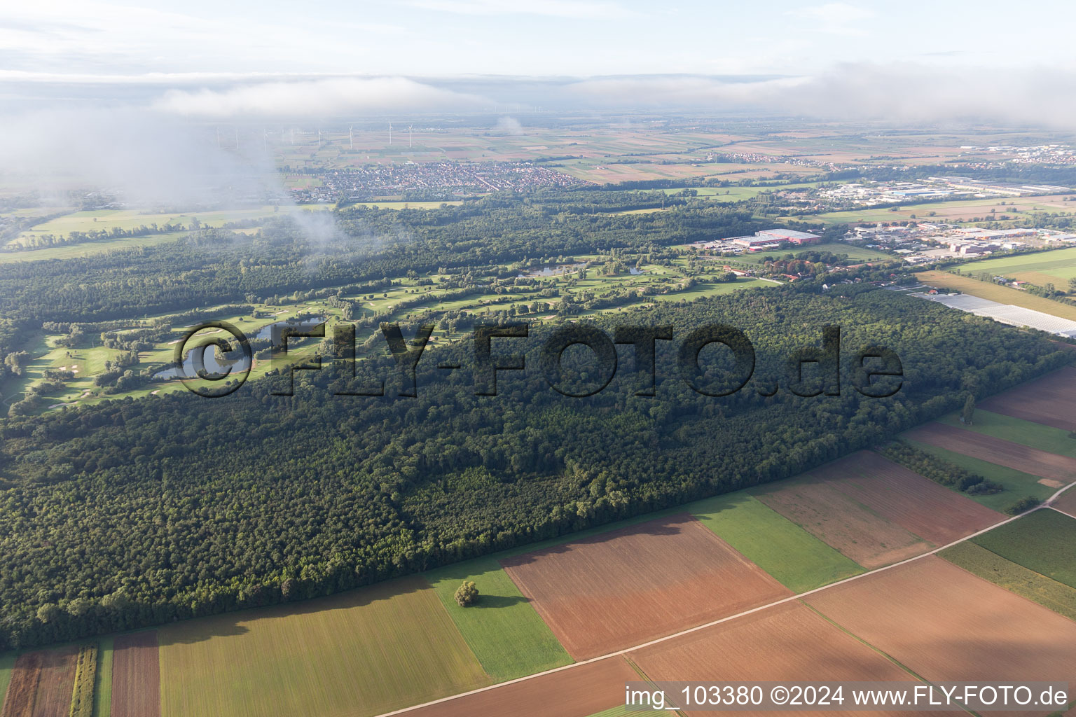 Aerial photograpy of Golf course in Essingen in the state Rhineland-Palatinate, Germany