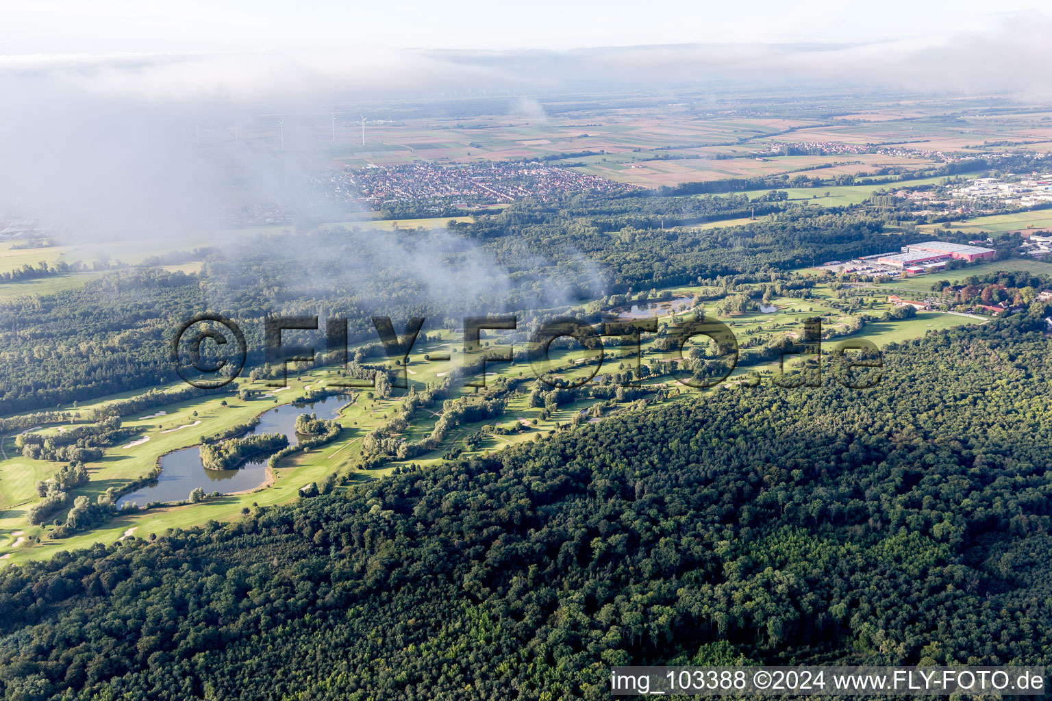 Drone recording of Golf course in Essingen in the state Rhineland-Palatinate, Germany