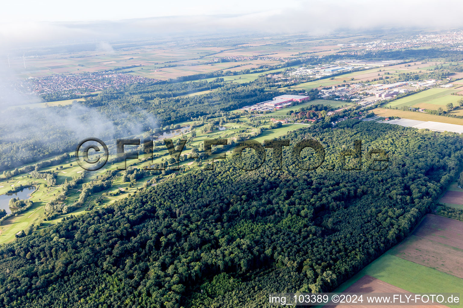 Drone image of Golf course in Essingen in the state Rhineland-Palatinate, Germany