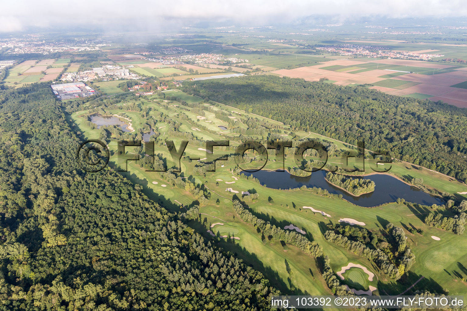 Dreihof golf course in Essingen in the state Rhineland-Palatinate, Germany out of the air