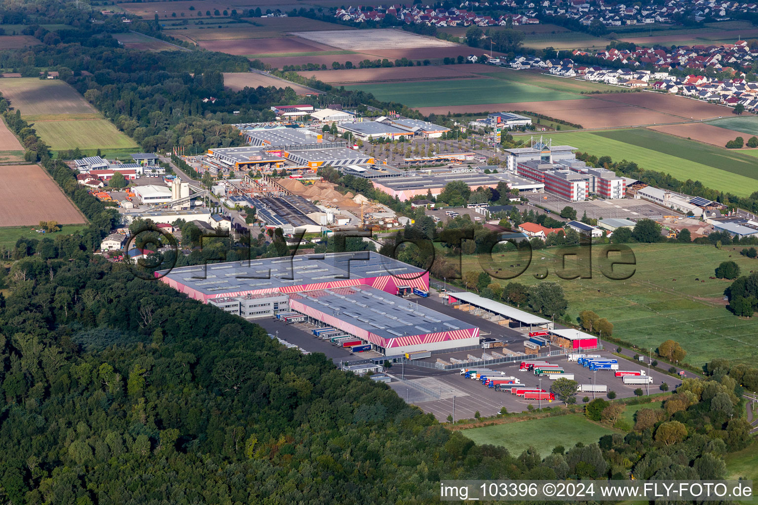 Aerial photograpy of Industrial area in Essingen in the state Rhineland-Palatinate, Germany