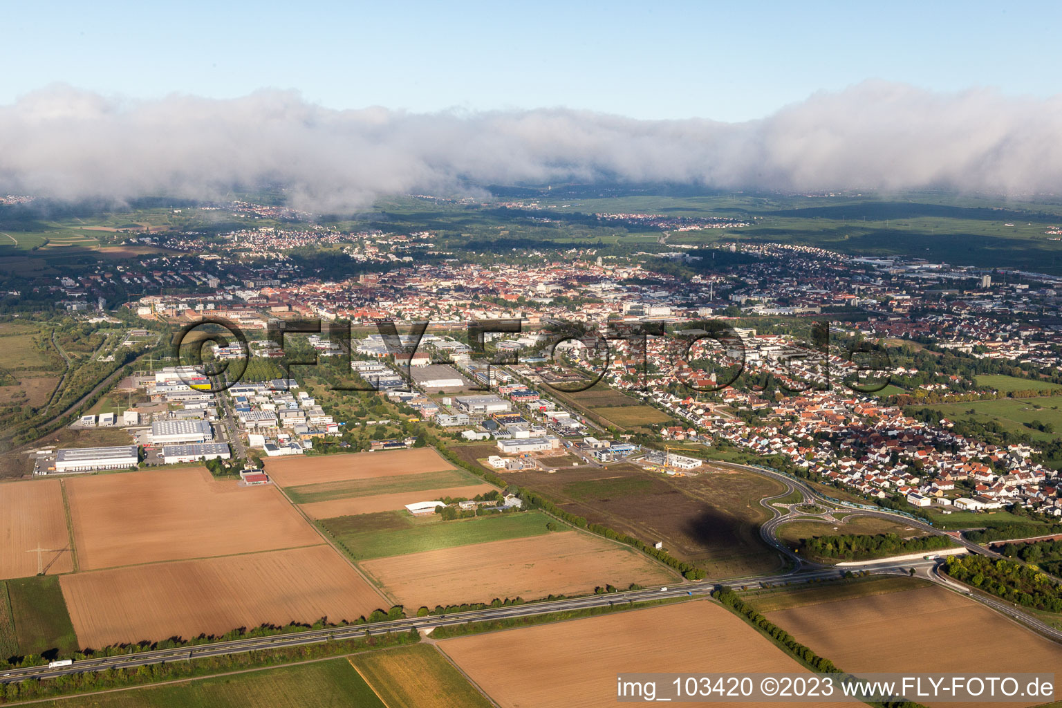 Aerial photograpy of LD-Queicheim in the district Queichheim in Landau in der Pfalz in the state Rhineland-Palatinate, Germany