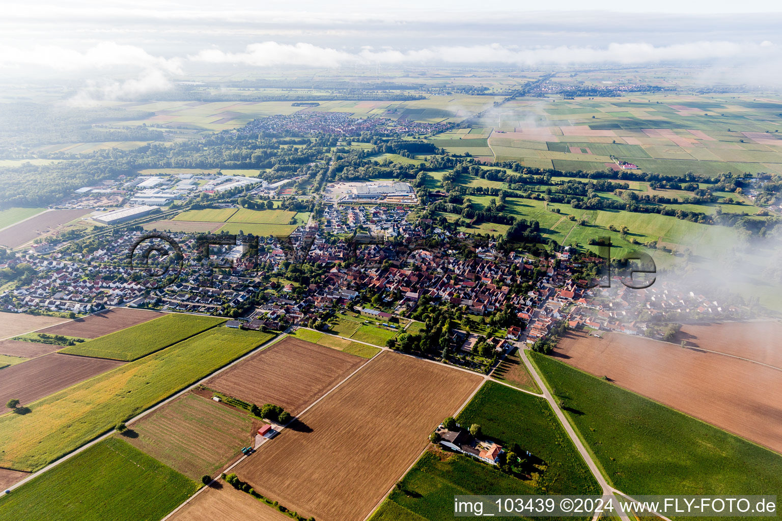 Oblique view of Rohrbach in the state Rhineland-Palatinate, Germany