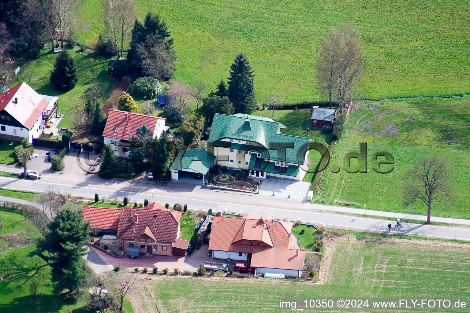 Oblique view of Affolterbach in the state Hesse, Germany