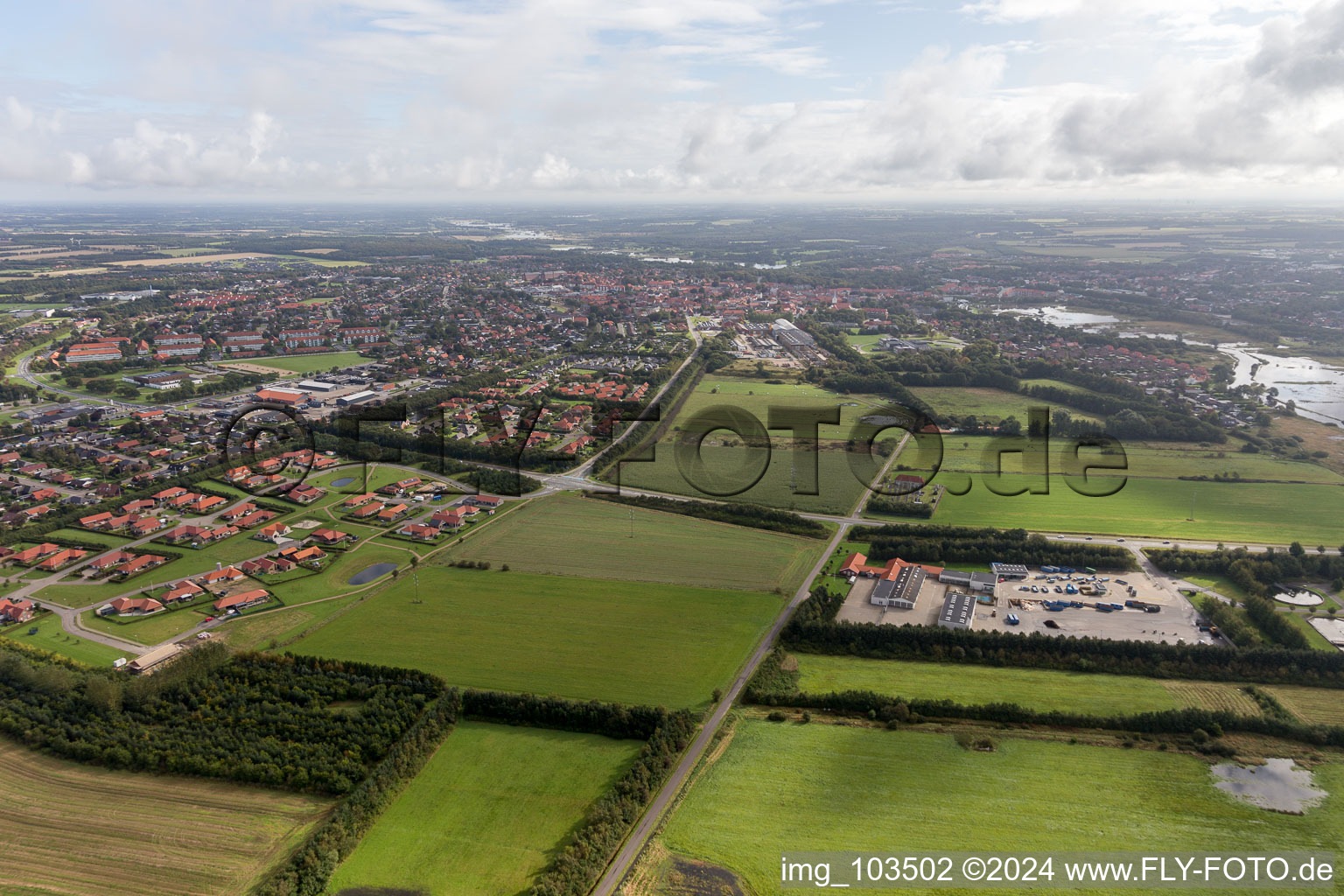 Varde in the state South Denmark, Denmark seen from above