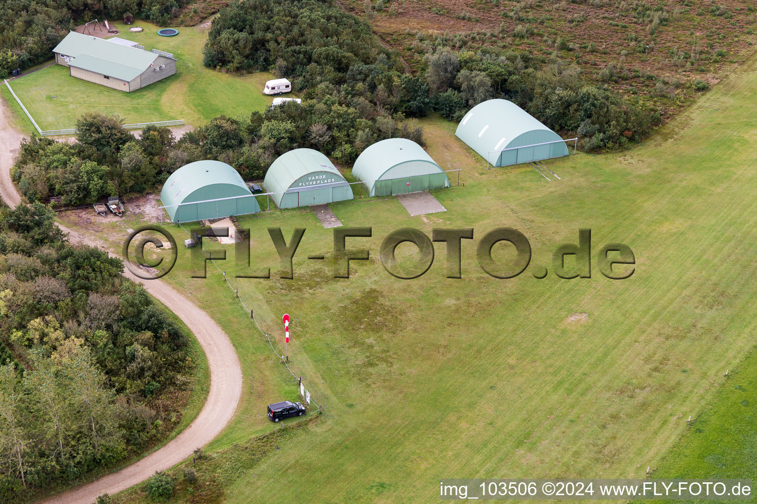 Hangar equipment and aircraft hangars for aircraft maintenance of Varde Flyveplads in Varde in , Denmark