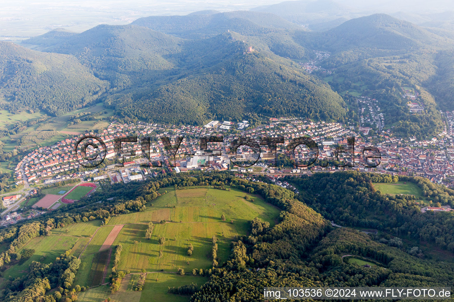 Annweiler from the north in Annweiler am Trifels in the state Rhineland-Palatinate, Germany