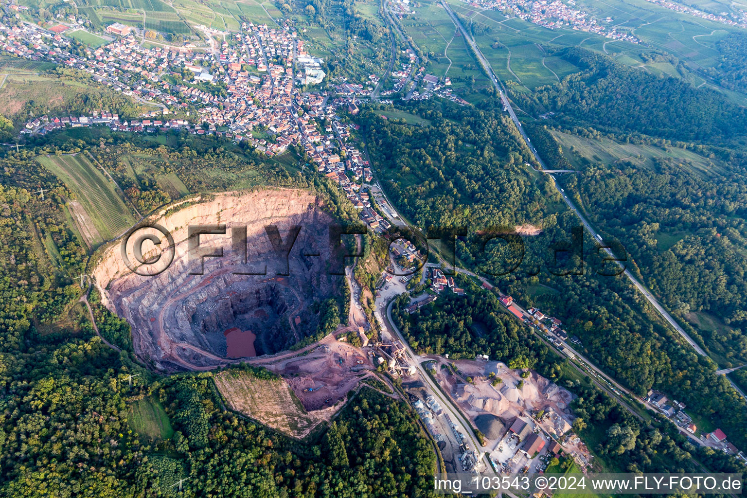 Drone image of Albersweiler in the state Rhineland-Palatinate, Germany