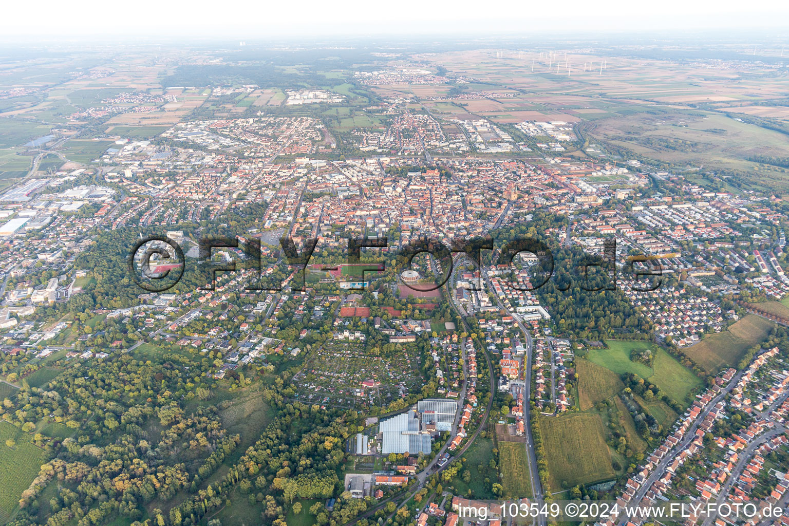 Aerial view of Landau West in Landau in der Pfalz in the state Rhineland-Palatinate, Germany