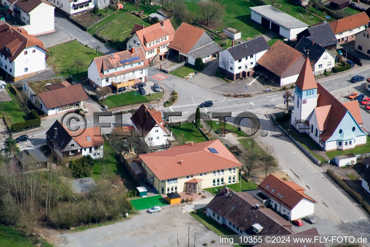 Town View of the streets and houses of the residential areas in the district Affolterbach in Wald-Michelbach in the state Hesse