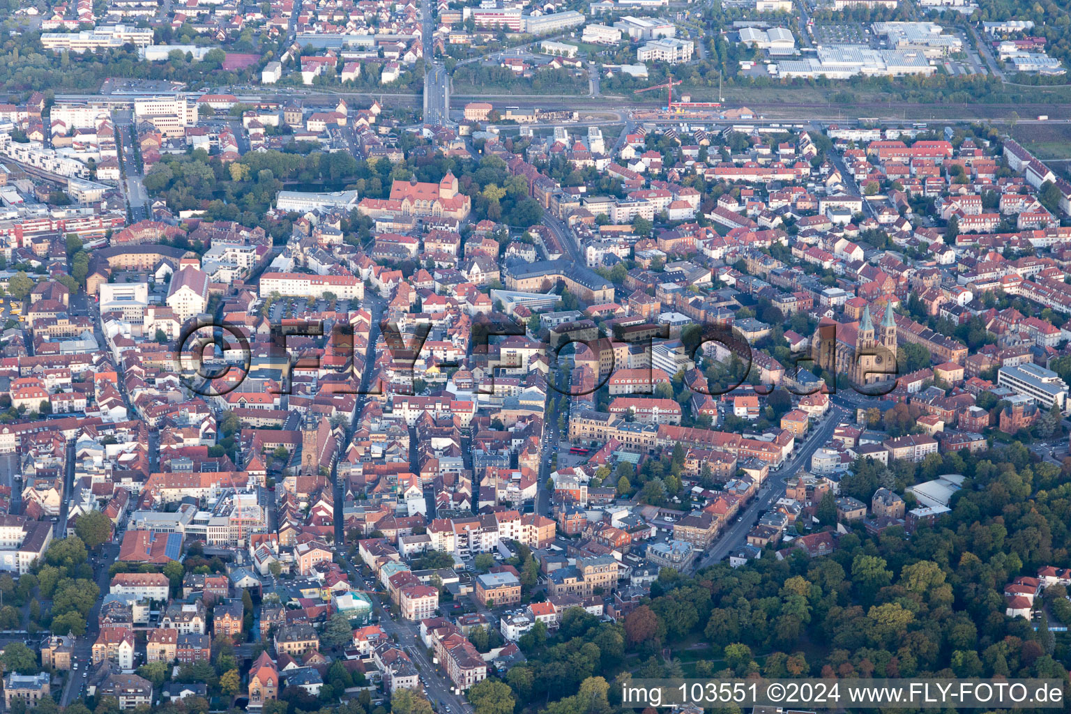 Oblique view of Landau West in Landau in der Pfalz in the state Rhineland-Palatinate, Germany