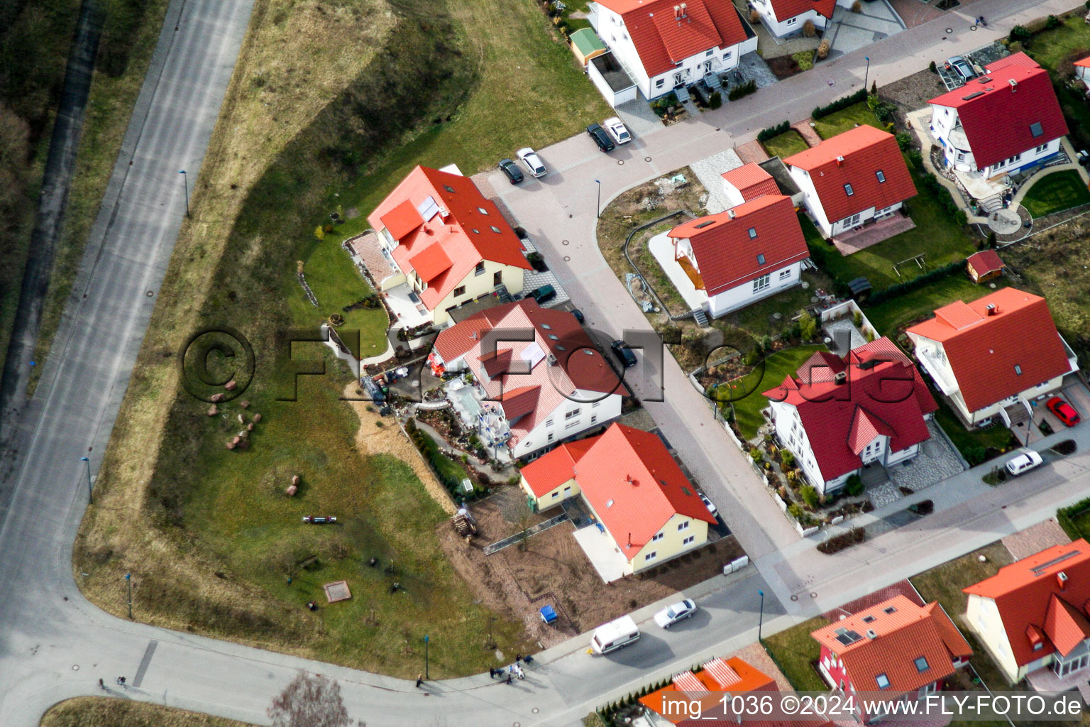 New development area in Wörth am Rhein in the state Rhineland-Palatinate, Germany seen from above