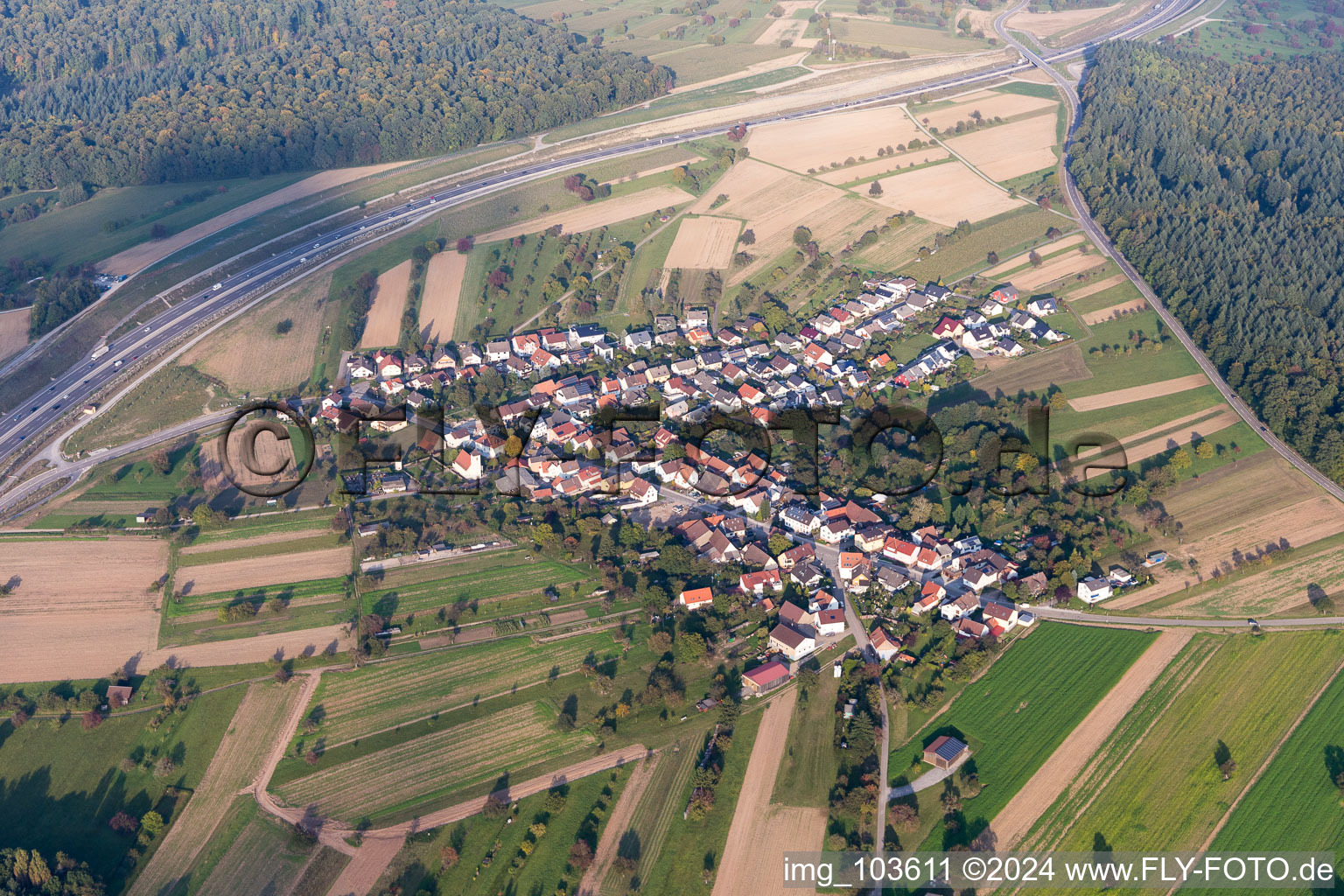 Village view in the district Mutschelbach in Karlsbad in the state Baden-Wurttemberg, Germany