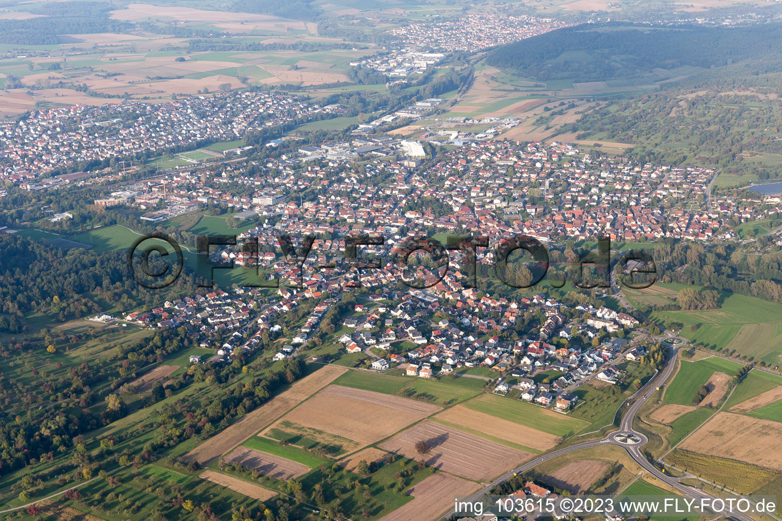 Aerial photograpy of Darmsbach in the state Baden-Wuerttemberg, Germany