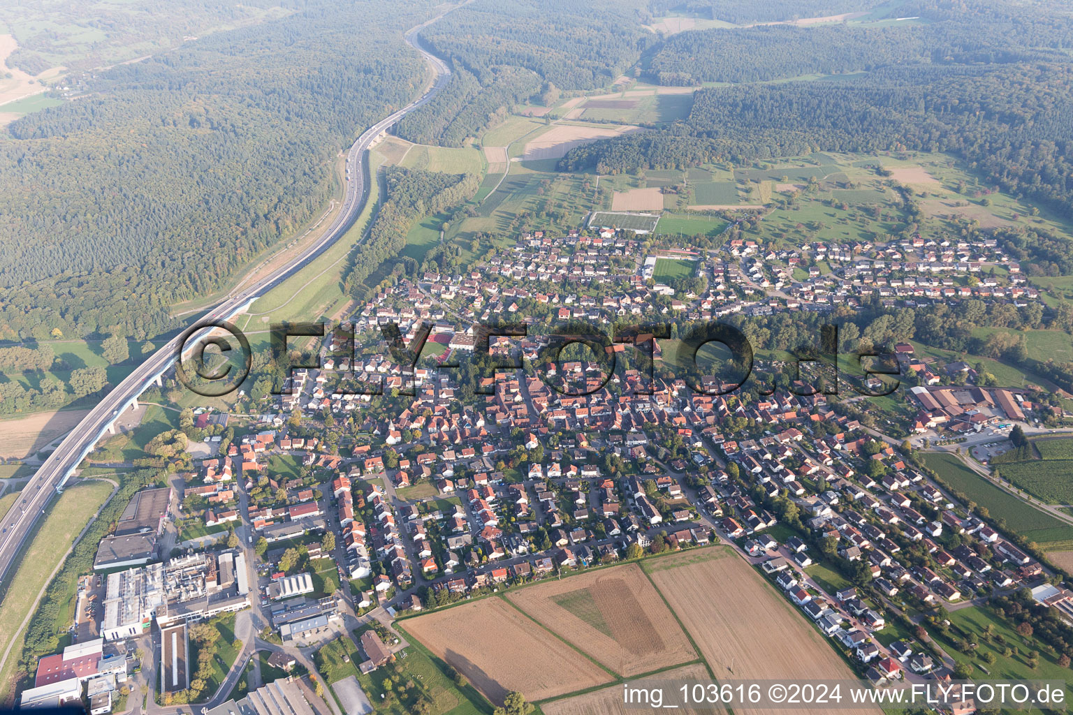 Oblique view of Darmsbach in the state Baden-Wuerttemberg, Germany