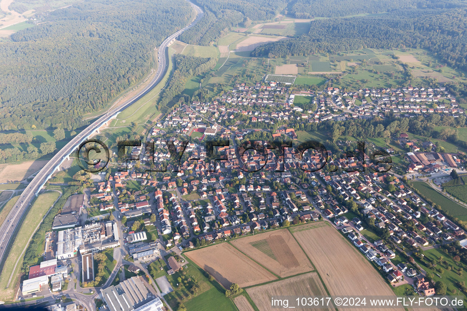 Darmsbach in the state Baden-Wuerttemberg, Germany from above