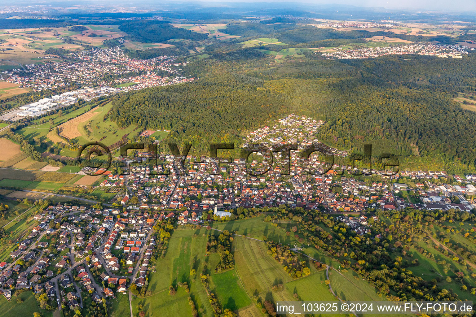 Aerial photograpy of Kämpfelbach in the state Baden-Wuerttemberg, Germany