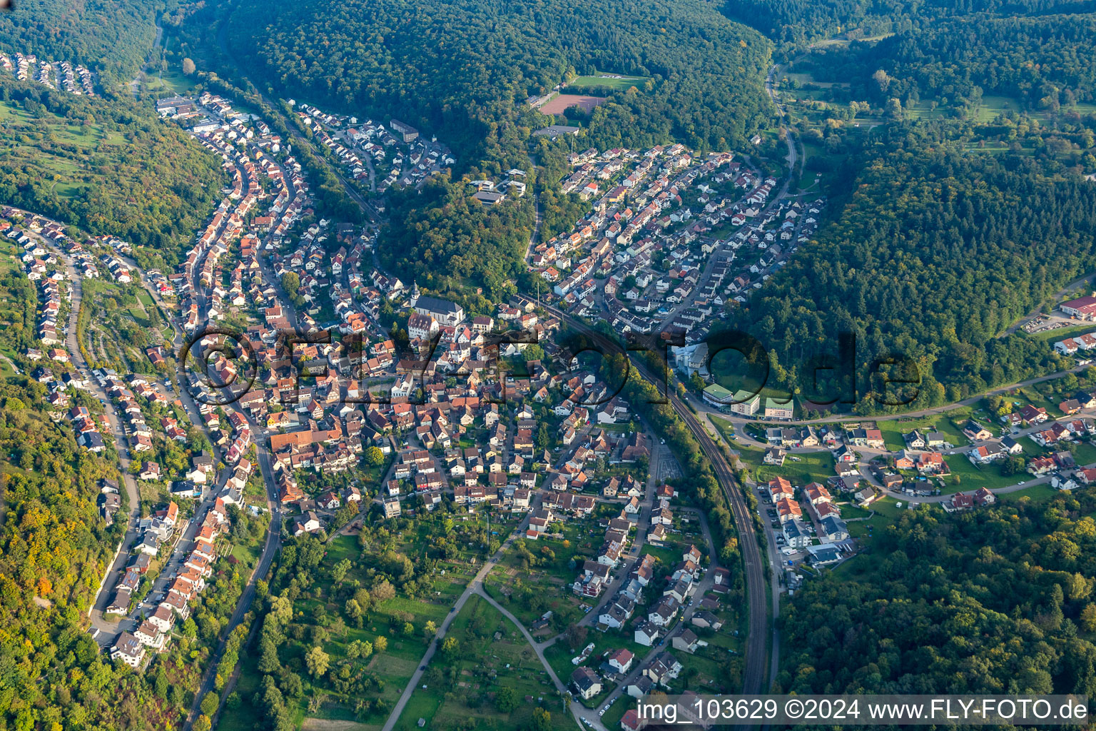 Kämpfelbach in the state Baden-Wuerttemberg, Germany out of the air