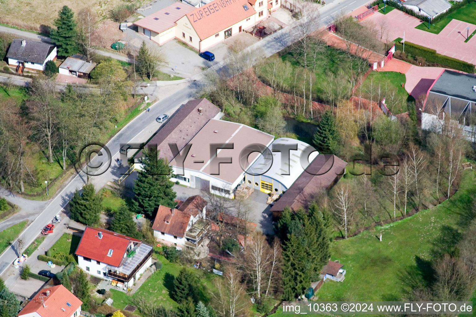 Kocherbach in the state Hesse, Germany seen from above