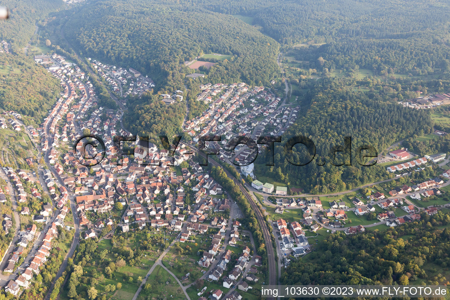 Kämpfelbach in the state Baden-Wuerttemberg, Germany seen from above