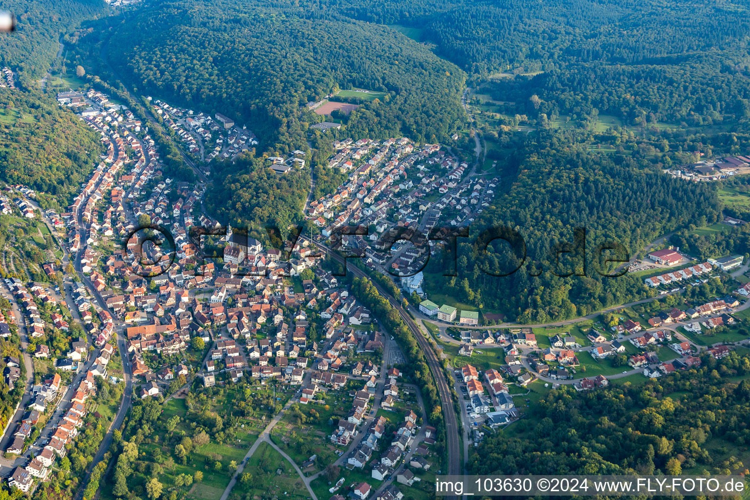 Kämpfelbach in the state Baden-Wuerttemberg, Germany seen from above