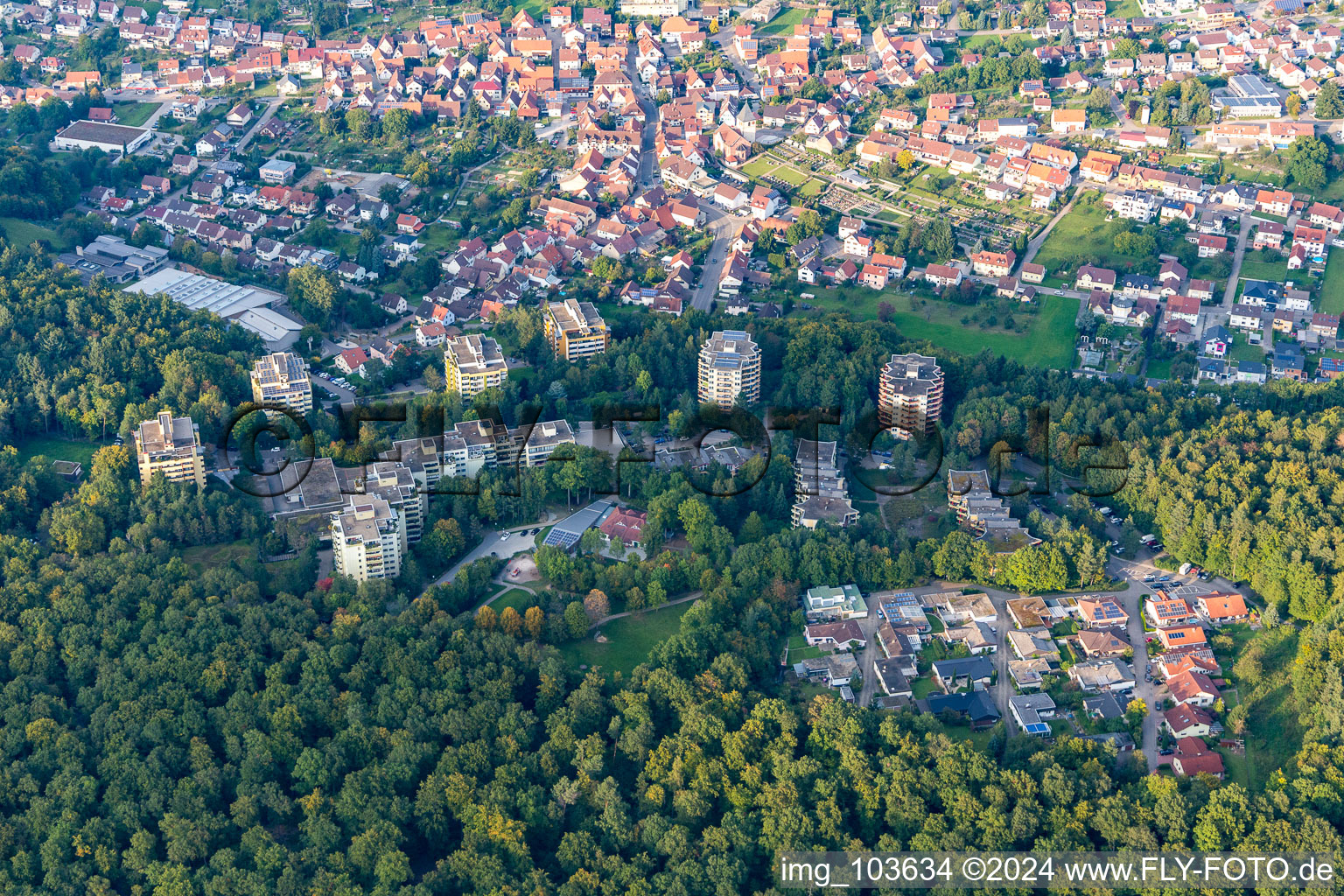 Oblique view of Eisingen in the state Baden-Wuerttemberg, Germany